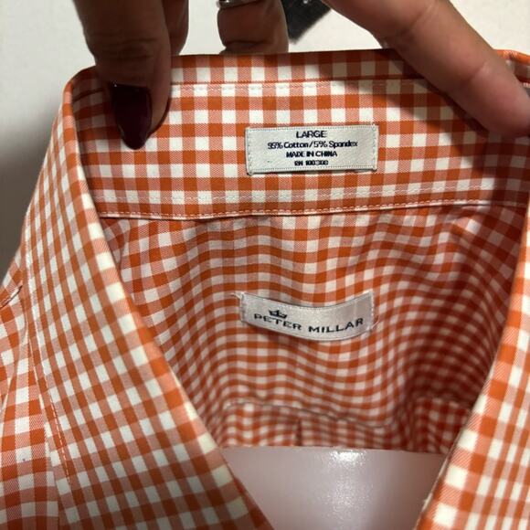 Peter Millar UT Orange Gingham Shirt - Picture 3 of 3